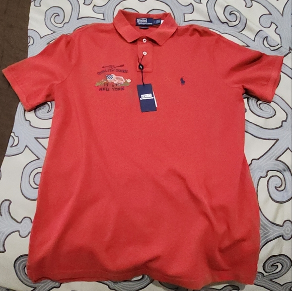 SOLD!!! $125 Polo Ralph Lauren Shirt  Red Classic Fit New York Flag 1967 Medium - Picture 2 of 8